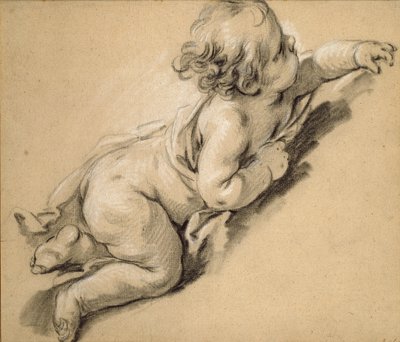 A Putto Reclining to Right, mid 18th century by François Boucher