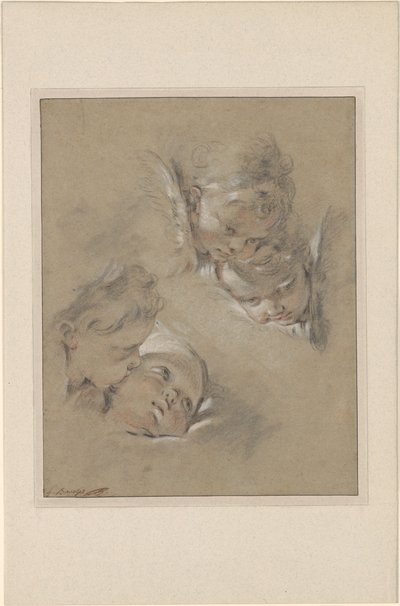 Four Heads of Cherubim by François Boucher