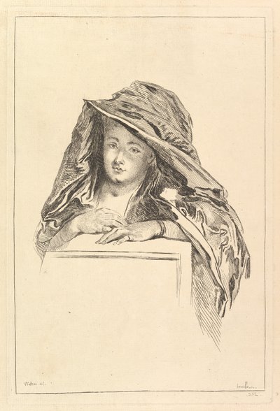 Bust Portrait of a Woman wearing a Hooded Mantle by François Boucher