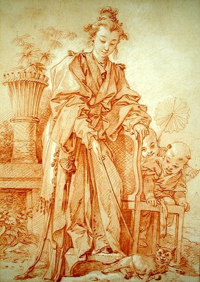 Chinese Girl Playing with a Cat by François Boucher