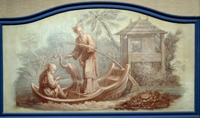 Chinoiserie: Scene of fishing in China. Front de porte drawn by Francois Boucher (1703-1770) by François Boucher