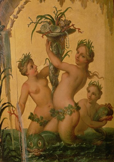 Sirens Holding a Cornucopia (detail) by François Boucher