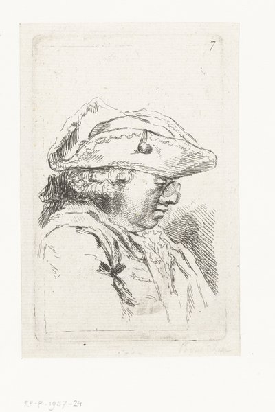 Head of a Man with Glasses and Tricorne (series title) by François Boucher