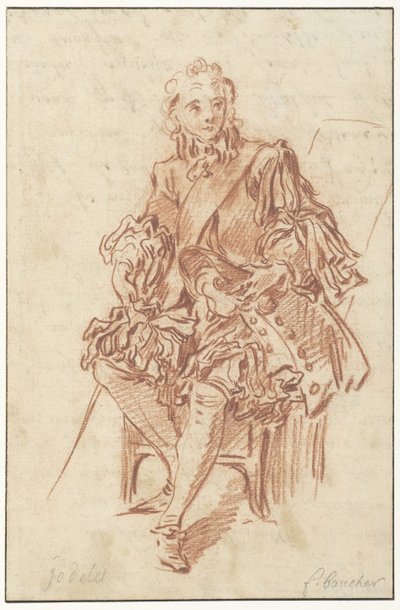Jodelet Sitting on a Chair (Design for the Illustration of Les Précieuses Ridicules from the 1734 Edition of Molière