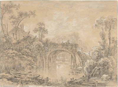 Landscape with a Rustic Bridge by François Boucher