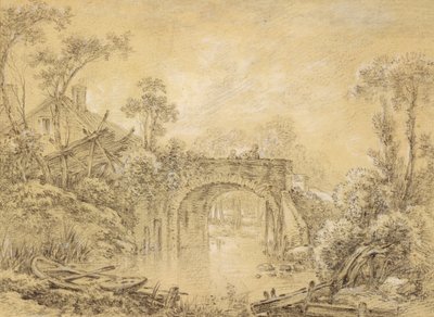 Landscape with a Rustic Bridge by François Boucher