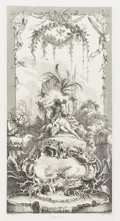 Leda in Nouveaux Morceaux pour des paravents (New Concepts for Screens) by François Boucher