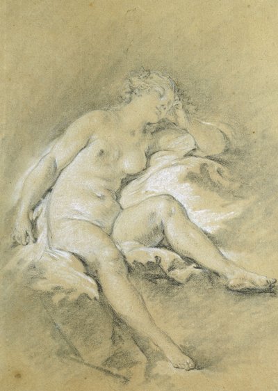 Nude Young Woman Sitting, Asleep by François Boucher