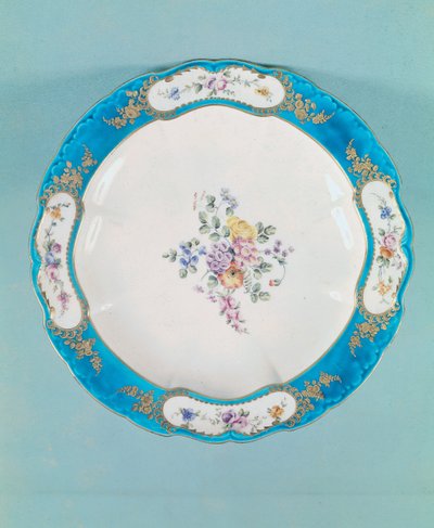 Plate decorated with a floral pattern, Sevres by François Boucher