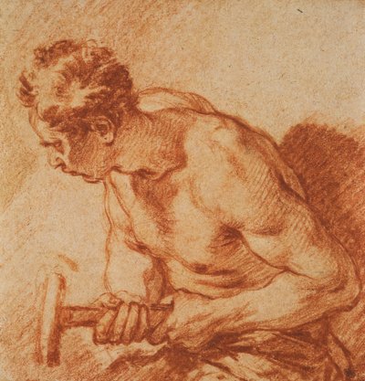 Study of a Man Holding a Hammer, Half Length by François Boucher