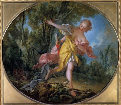 Sylvie Fleeing the Wolf She Hunted by François Boucher