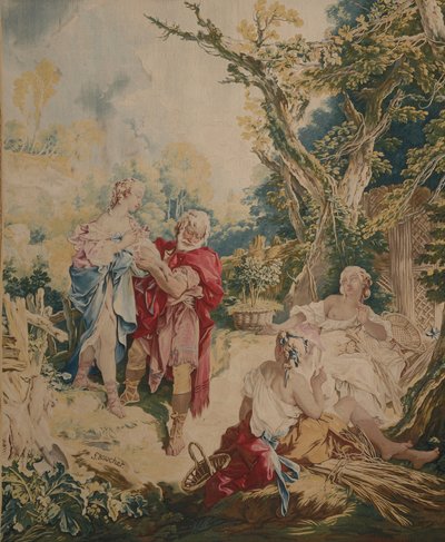 Tapestry showing Psyche and the Basketmaker by François Boucher
