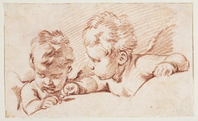 Two Putti. Draft for Door Panel at Amalienborg by François Boucher