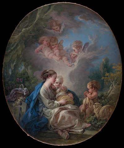 Virgin and Child with the Young Saint John the Baptist and Angels, 1765 by François Boucher
