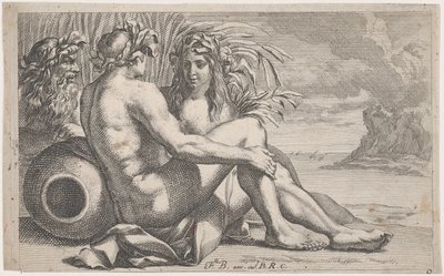 River gods reclining before a seascape by François Bourlier