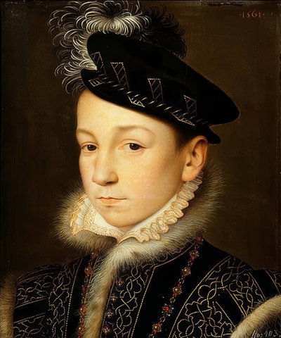 King Charles IX of France (1550-1574), Bust Portrait. 1561 by François Clouet