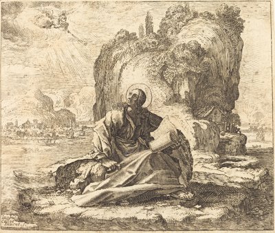Saint John on the Isle of Patmos by François Collignon after Jacques Callot