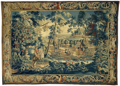 Park View with a Rider and a Gallant Company (series title: Park Views with Figures) by François Coppens
