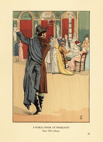 Gentleman Putting on Carrick Coat While Leaving a Fashionable Salon by François Courboin