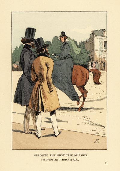 Opposite the first Cafe de Paris, Boulevard des Italiens by François Courboin