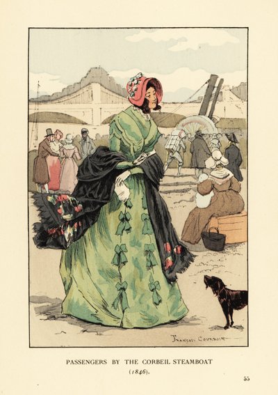Passengers by the Corbeil Steamboat, Paris by François Courboin