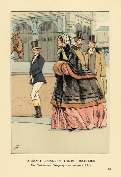Woman in Fur-Lined Cape and Muff with Another Woman in Riding Wear by François Courboin