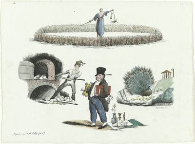 Caricature of J.C. Backer, C. Seyn, and S. van der Paauw, 1839 by François Desterbecq