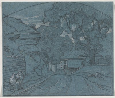 Landscape with Two Monks by François Edouard Bertin