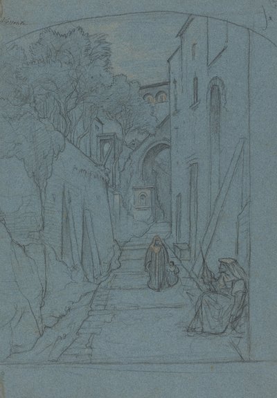 View up a Street in Sorrento by François Edouard Bertin