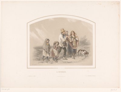 Family with Dog in a Downpour by François Grenier