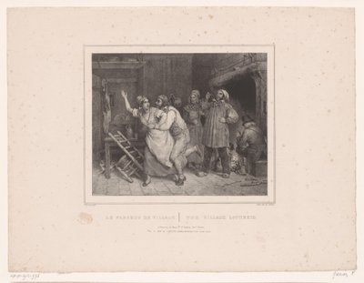 Man Trying to Embrace Woman in Tavern (Twelve Representations of Various Figures) (Album de douze sujets) (series title) by François Grenier