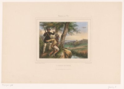 Two Hunters Using a Bird of Prey (Hunters with Guns) by François Grenier