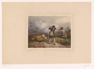 Two Hunters Shooting at Partridges (series title: Hunters with Guns) by François Grenier