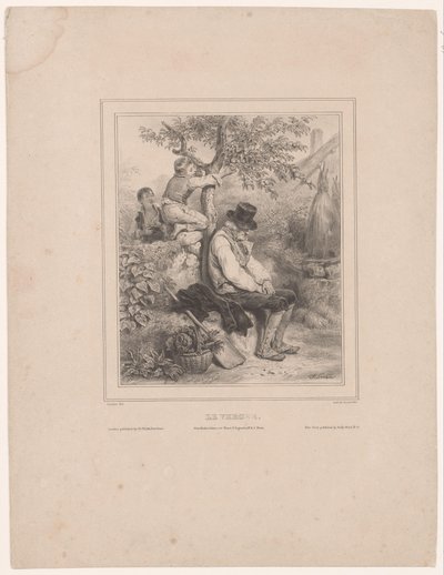 Two Boys Picking Apples from a Sleeping Farmer by François Grenier