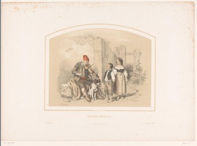 Two Children Listening to a Blind Violinist by François Grenier