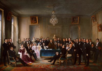 François-Guillaume Andrieux Reading his Tragedy Junius Brutus in the Foyer by François Joseph Helm