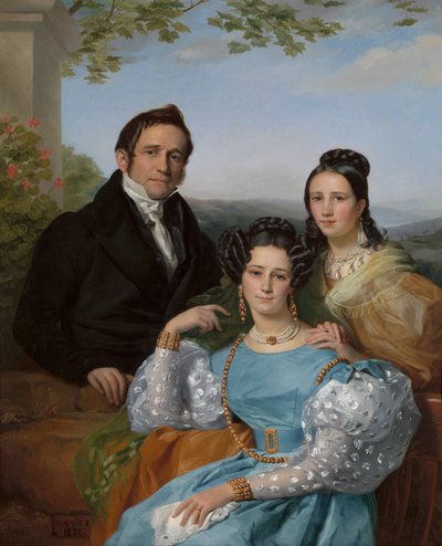 Portrait of Théodore Joseph Jonet and His Two Daughters by François Joseph Navez