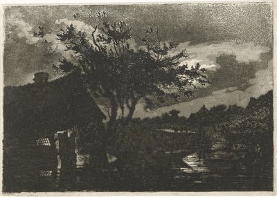 River Landscape with Farmhouse by François Joseph Pfeiffer (II)