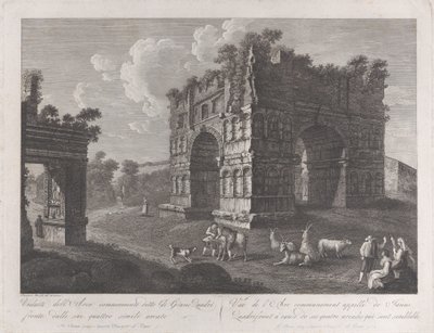 View of the Arch of Janus, with Shepherds and Goats in the Foreground by François Morel