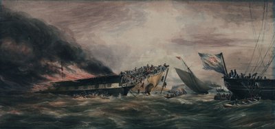 Burning of the Ocean Monarch, Emigrant Ship, 24 Aug 1848 by François Prince de Joinville D