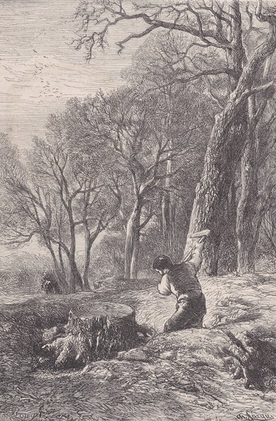 Winter Scene: The Stump Puller, from Magasin Pittoresque by François Rouget