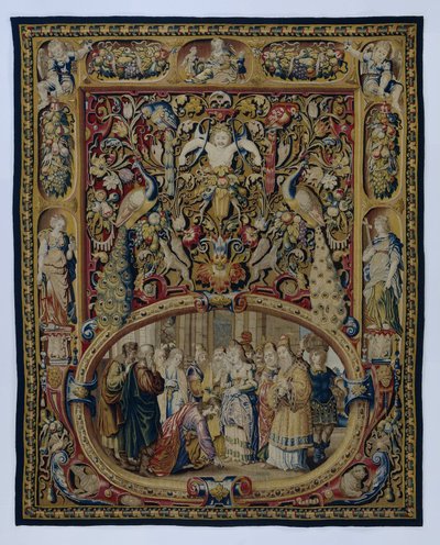 Christ and the Adulterous Woman in a Cartouche and Grotesque Decor by François Spiering (possibly)