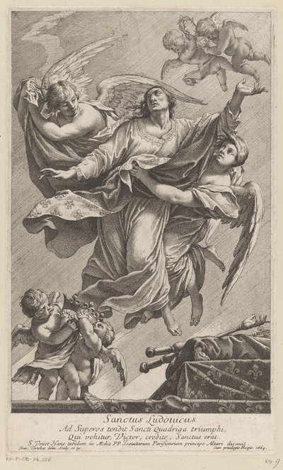Saint Louis IX Carried to Heaven by Two Angels by François Tortebat