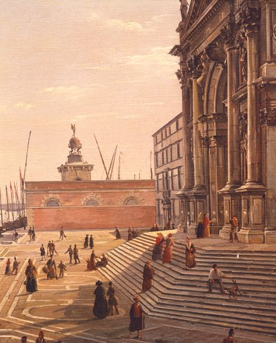 Steps leading up to the Basilica of St Mary of Health in Venice by François Vervloet