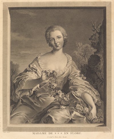 Mme. XXX as Flora by François Voyez after Jean Marc Nattier
