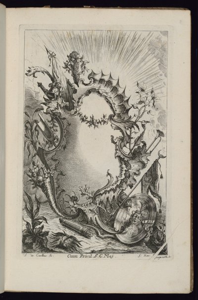Cartouche with Armorial Trophy, Book of Cartouches for Different Uses by François de Cuvilliés the Elder