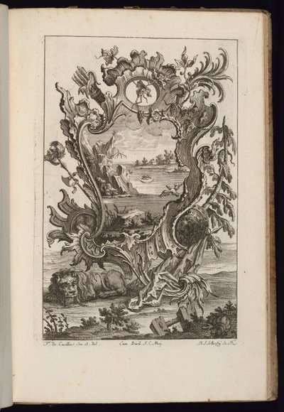 Cartouche with Carquois and Lion, Book of Irregular Cartouches by François de Cuvilliés the Elder