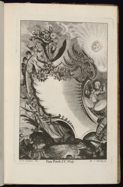 Cartouche with Cornucopia and Sun, Book of Irregular Cartouches by François de Cuvilliés the Elder