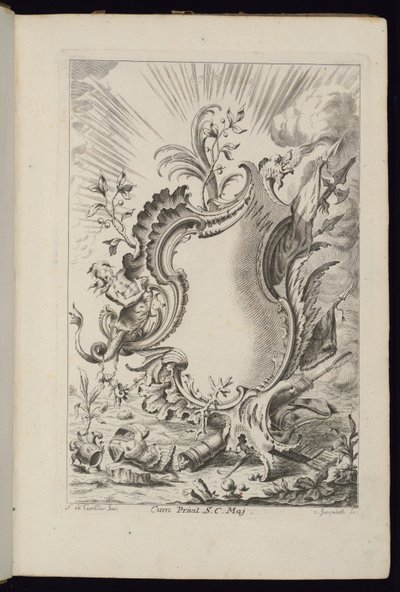 Cartouche with Dragon, Book of Cartouches for Different Uses by François de Cuvilliés the Elder