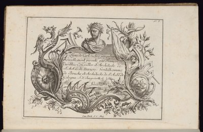 Cartouche with Portrait Bust, Book of Irregular Cartouches by François de Cuvilliés the Elder